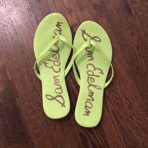 Green Sam Edelman flip flops